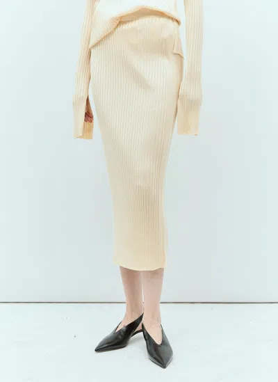 Jil Sander Rib Knit Midi Skirt In Beige