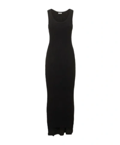 Jil Sander Rib Knitted Long Dress In Black