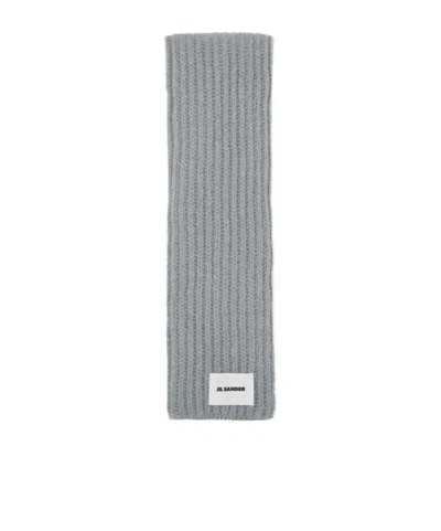 Jil Sander Rib Knitted Scarf In Gray