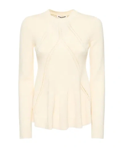 Jil Sander Rib Long-sleeved Sweater In Neutral