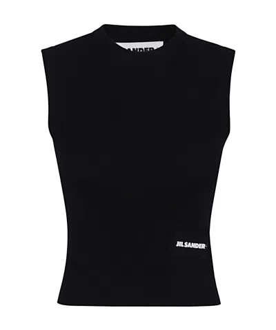 Jil Sander Rib Short Vest In Black