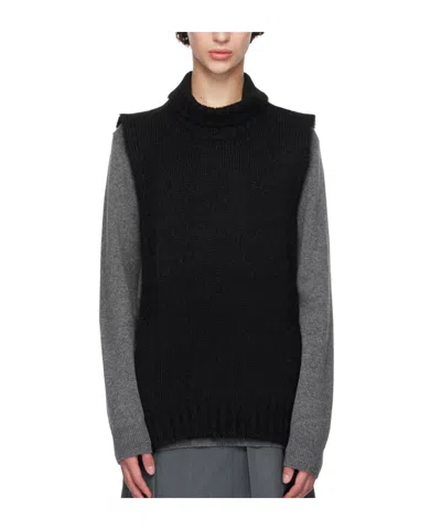 Jil Sander Rib Turtleneck Vest In Black