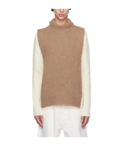 Jil Sander Brown Vented Vest In 216 Meadow