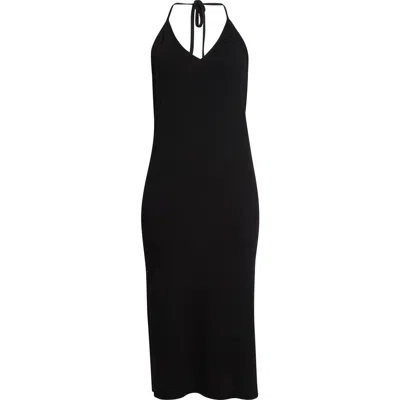 Jil Sander Rib Virgin Wool Sweater Slipdress In Black