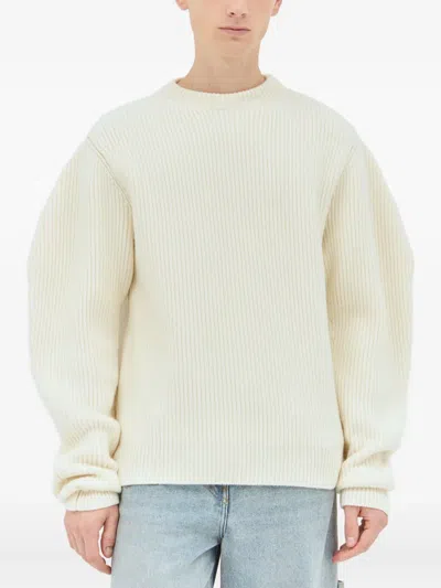 Jil Sander Perforated Crew Neck Sweater In Neutral