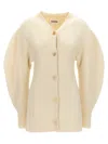 Jil Sander Long Ribbed Wool Cardigan In White