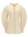 Jil Sander Long Ribbed Wool Cardigan In White