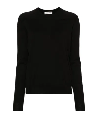 Jil Sander Ribbed Cotton Jumper In Black