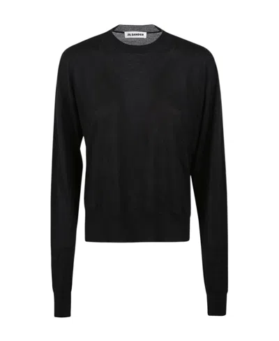 Jil Sander Ribbed Crew Neck Jumper In Black