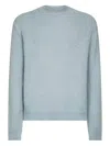 Jil Sander Powder Blue Alpaca And Wool Blend Crewneck Sweater In Blue