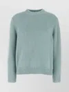 Jil Sander Ribbed Crewneck Knit Sweater With Soft Texture In Green