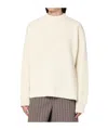 Jil Sander White Ribbed Crewneck Sweater In Neutral