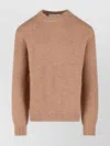 Jil Sander Ribbed Crewneck Sweater With Soft Texture In Brown