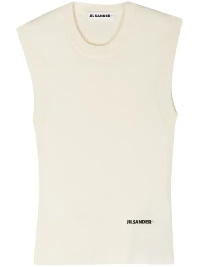 Jil Sander + Ribbed Crop Top In Neutrals