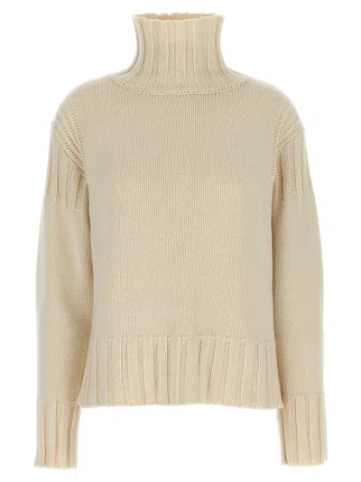 Jil Sander Ribbed Detail Sweater In Neutral