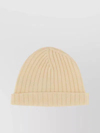 Jil Sander Ribbed Folded Brim Hat In Cream