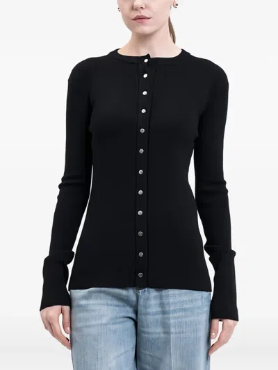 Jil Sander Ribbed Front-button Cardigan In Black