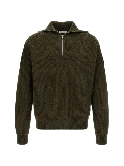 JIL SANDER RIBBED HALF-ZIP SWEATER