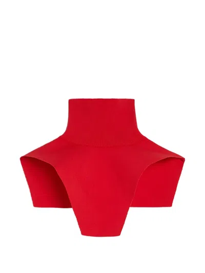 Jil Sander Ribbed High-neck Neck Warmer In Orange