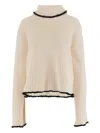 Jil Sander Ribbed High-neck Ruffled Sweater In Neutral
