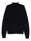 Jil Sander Ribbed High-neck Sweater In Blue