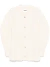 Jil Sander Long Ribbed Wool Cardigan In White