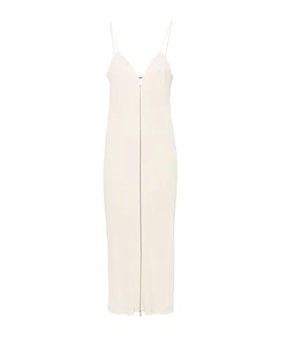 Jil Sander Ribbed-knit Cotton Maxi Dress In White