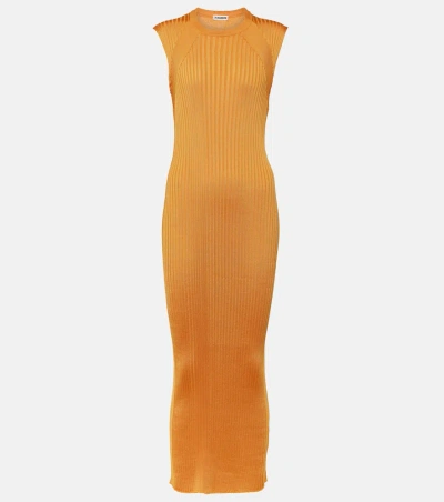 Jil Sander Sleeveless Jersey Midi Dress In Orange