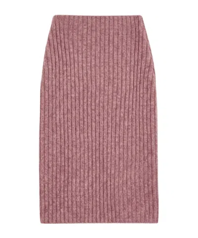 Jil Sander Ribbed Knit Midi Skirt In Pink