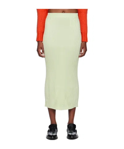 Jil Sander Green Paneled Midi Skirt In 334 Apple