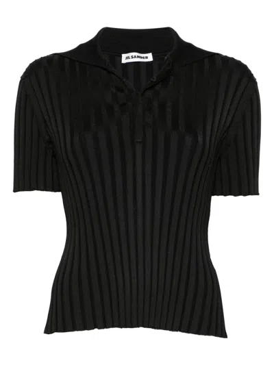 Jil Sander Ribbed-knit Polo Top
