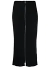 Jil Sander Ribbed Knit Skirt With Central Zipper Detail In Blue