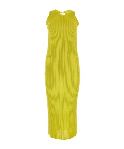 Jil Sander Ribbed-knit Sleeveless Midi Dress In Yellow