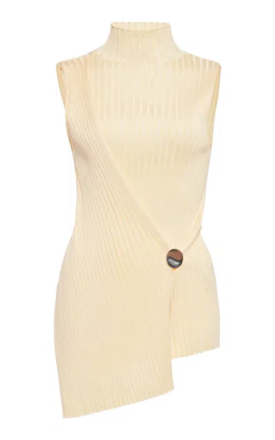 Jil Sander Ribbed-knit Sleeveless Wrap Top In Neutral