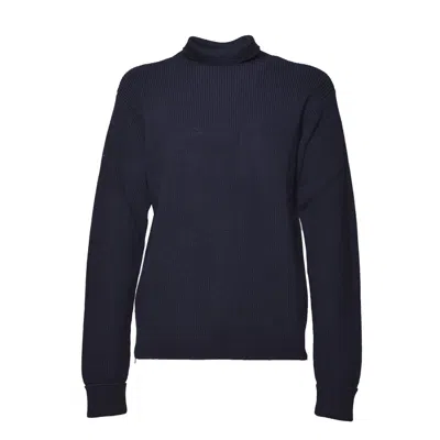 Jil Sander Ribbed Knit Sweater In Blue