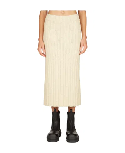 Jil Sander Ribbed-knit Wool Midi Skirt In Nude