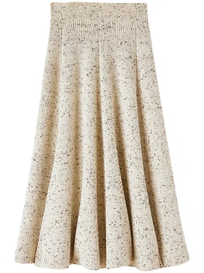 Jil Sander Ribbed-knit Wool Skirt In Beige