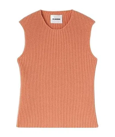 Jil Sander Ribbed Knitted Vest In Pink