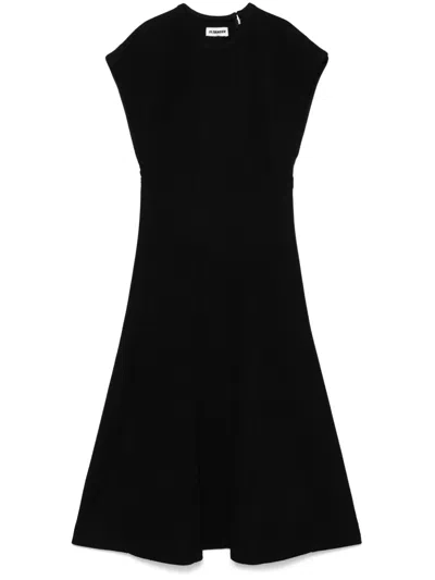 Jil Sander Ribbed Midi Dress In Black