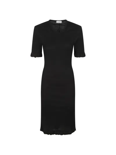 Jil Sander Ribbed Midi Dress In Animal Print