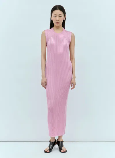 Jil Sander Ribbed Midi Dress In Pink