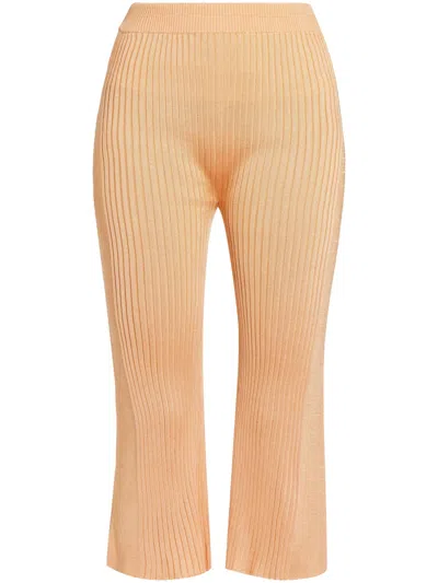 Jil Sander Ribbed-panel Cropped Trousers In Orange