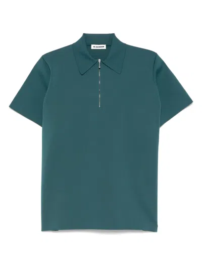 Jil Sander Geripptes Poloshirt In Grün