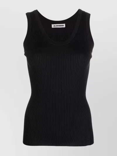 JIL SANDER RIBBED SCOOP NECK SLEEVELESS TOP