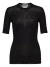 Jil Sander Ribbed Short-sleeve Top In Black