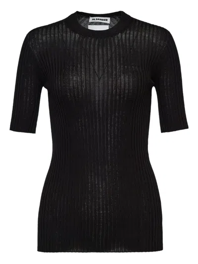 JIL SANDER RIBBED SHORT-SLEEVE TOP