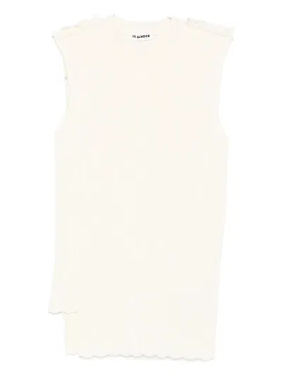 Jil Sander Ribbed Sleeveless Top In White