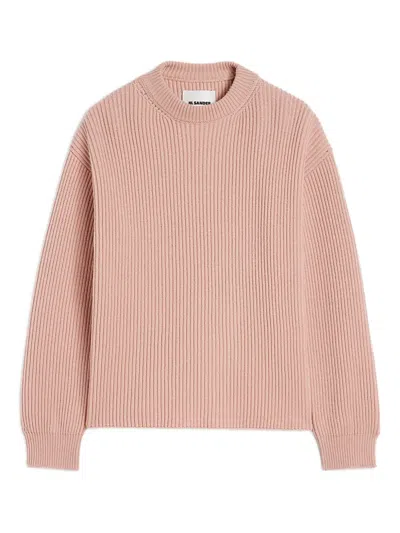Jil Sander Long Sleeves Knitwear Asymmetric Hem In Pink