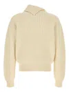Jil Sander Asymmetric Collar Cropped Sweater With Long Sleeves In Neutral