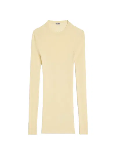 Jil Sander Ribbed Sweatshirt In Yellow